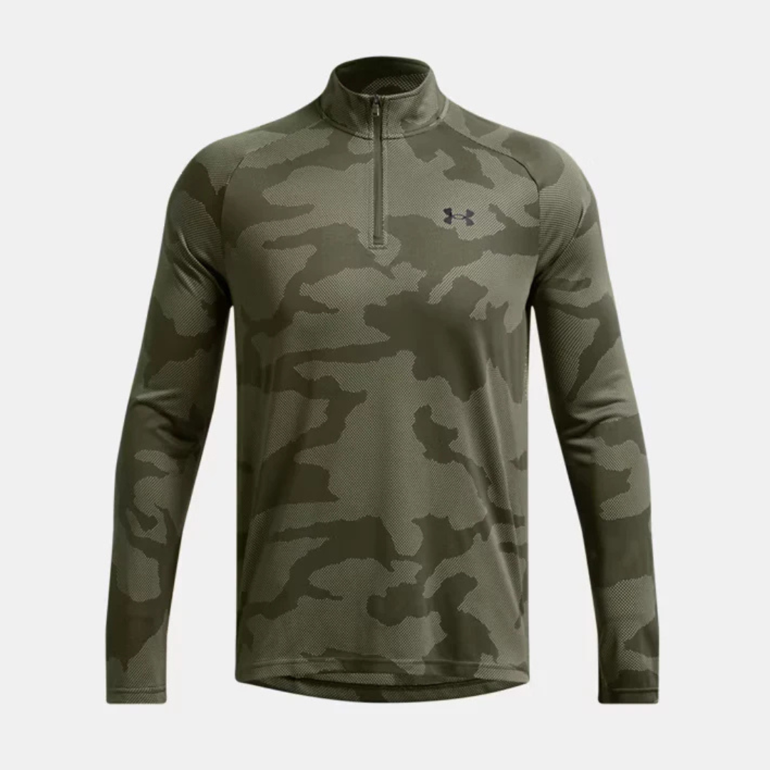 UA JACQUARD VELOCITY 1/2 ZIP - KHAKI