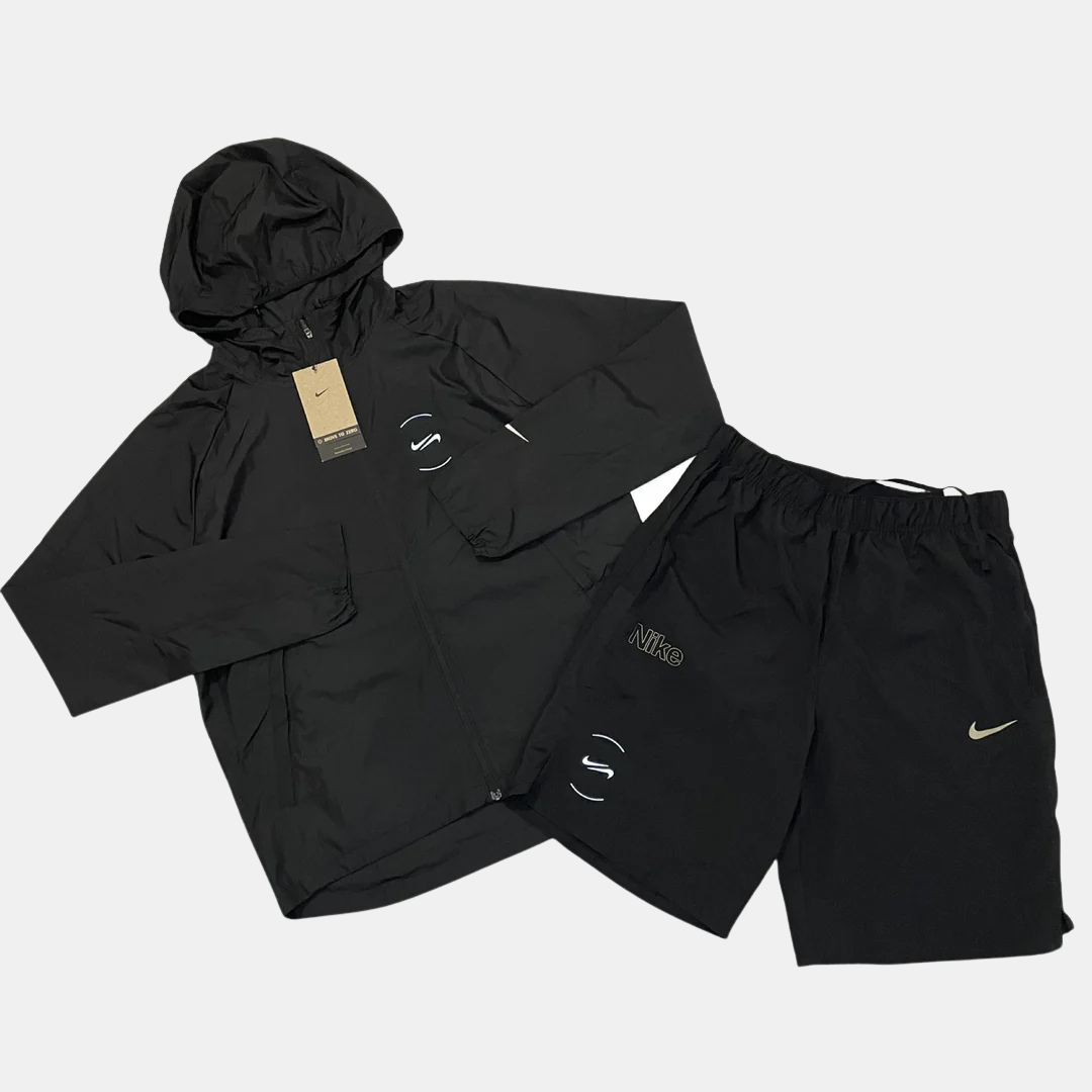 2 SWOOSH JACKET & SHORTS SET - BLACK